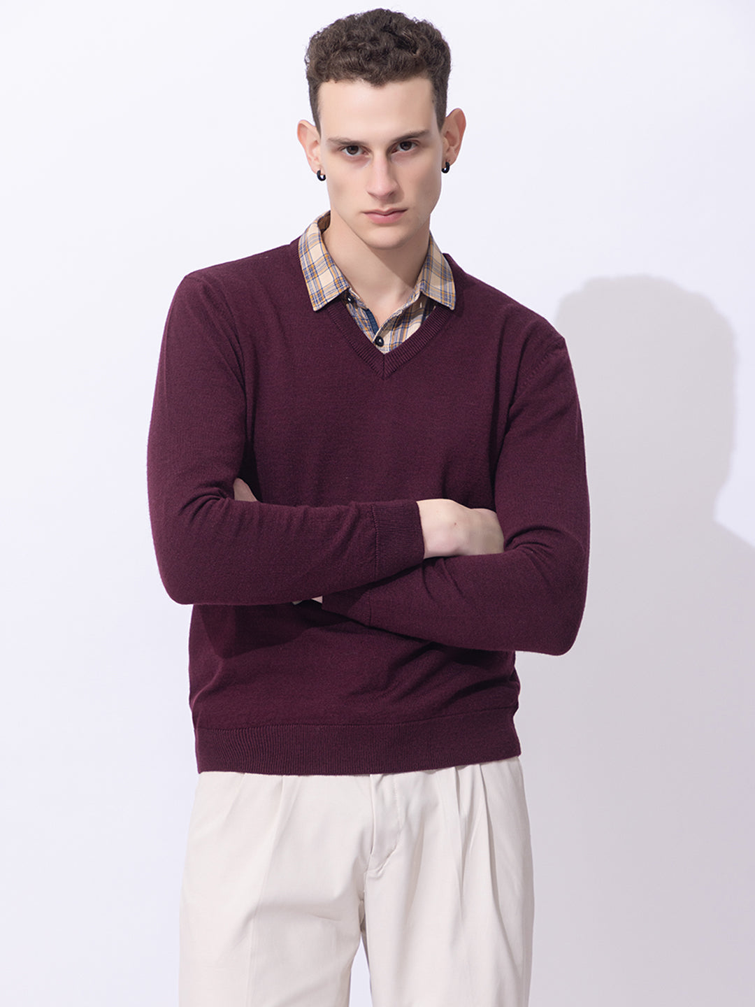 215 Solid Pullover I Wool I Woolmark Certified I Wine