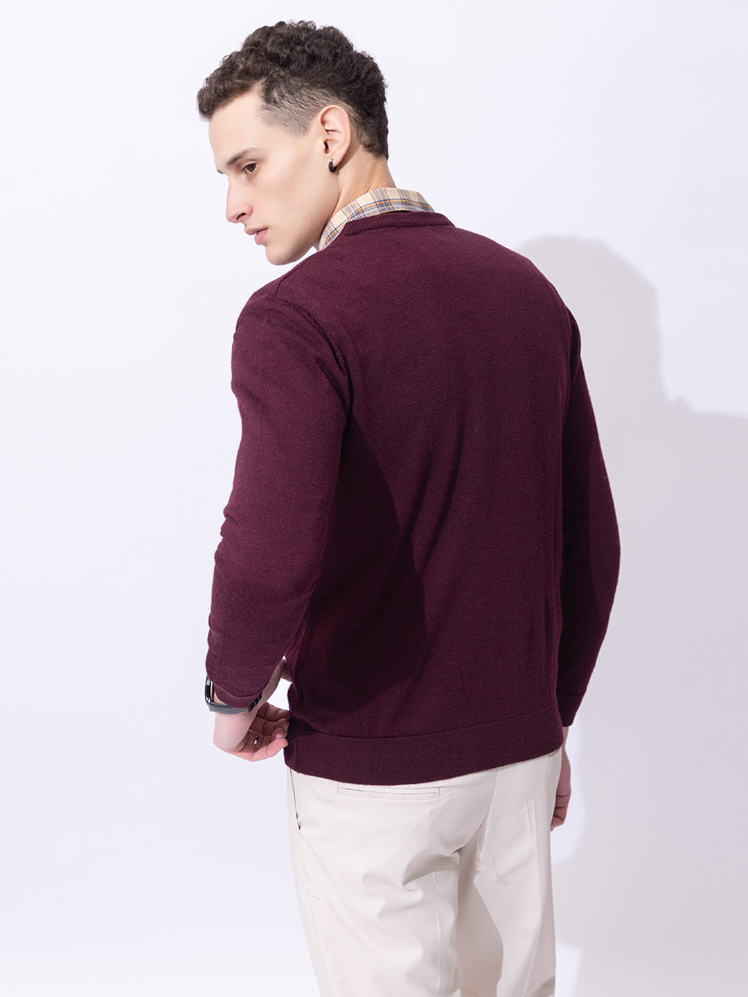 215 Solid Pullover I Wool I Woolmark Certified I Wine