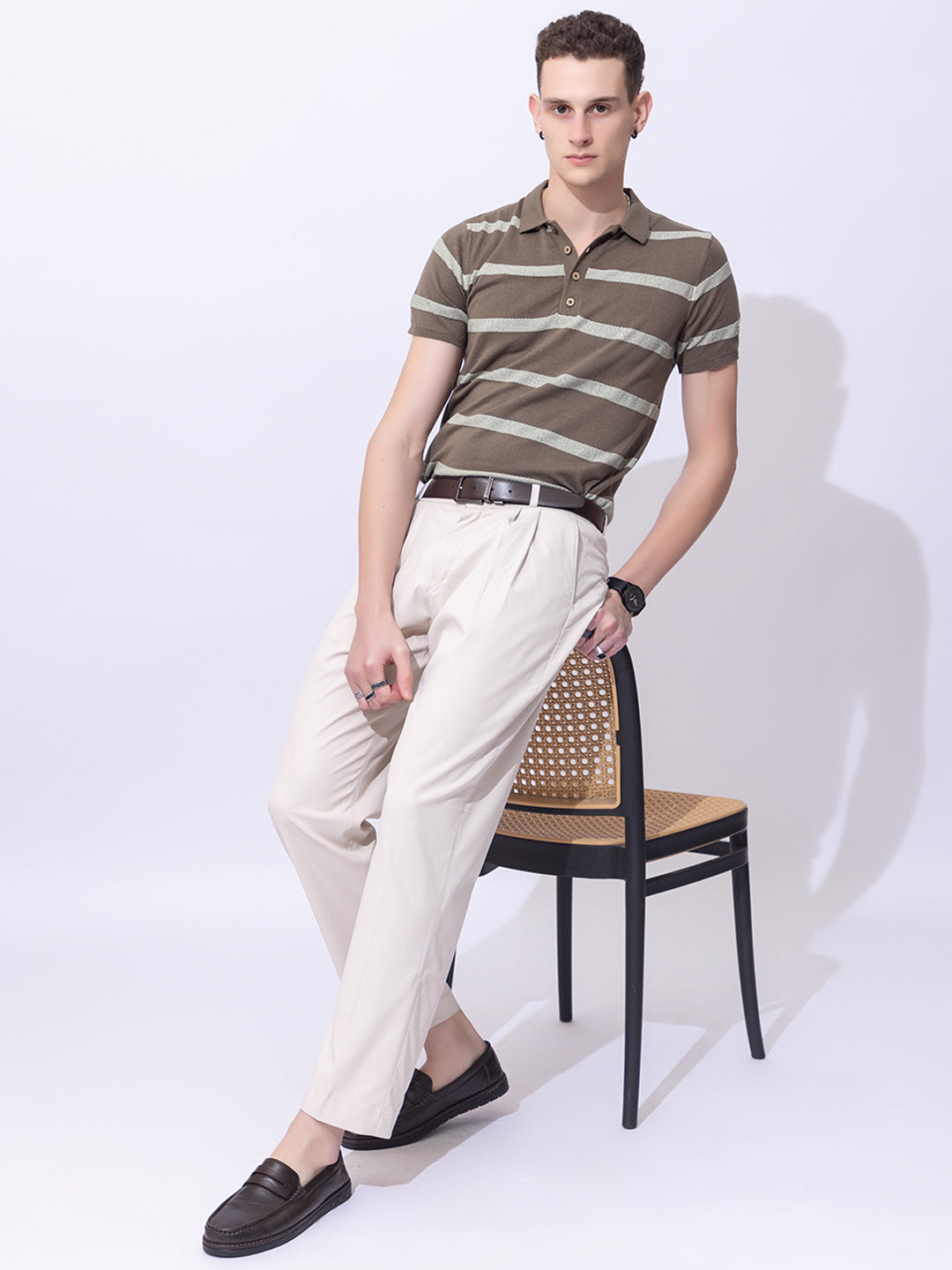 619 Intarsia Knit Polo I Olive