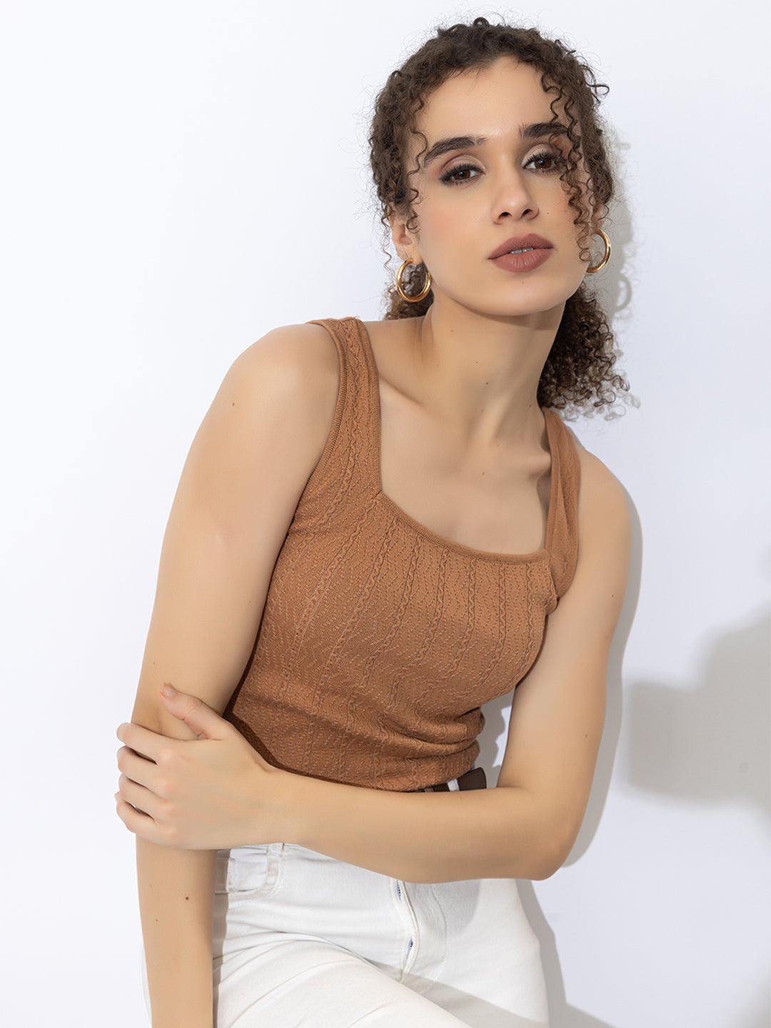 809 Square Neck Knit Top I Mocha Mousse