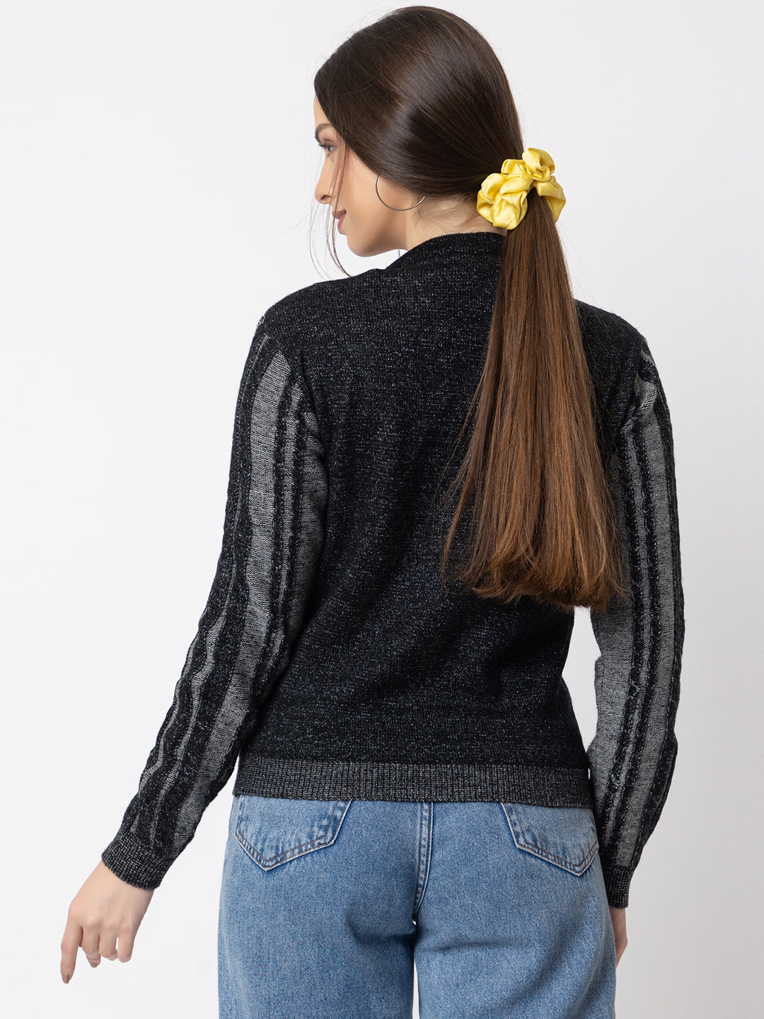 329 Chunky 2-tone Cardigan I Black