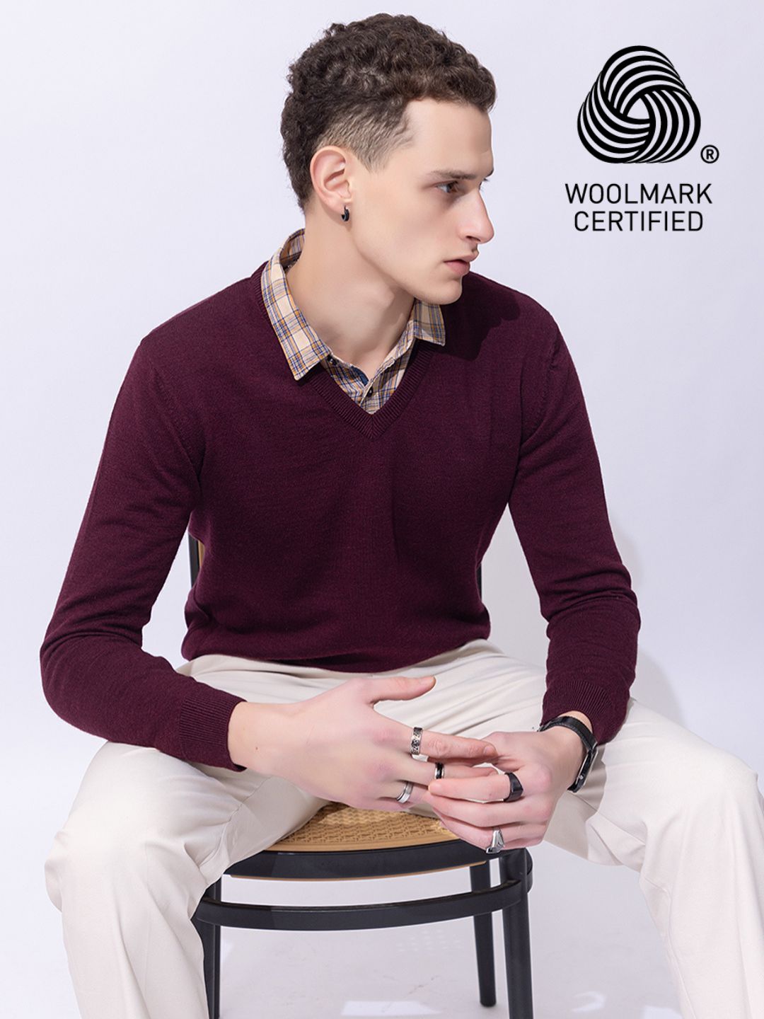 215 Solid Pullover I Wool I Woolmark Certified I Wine