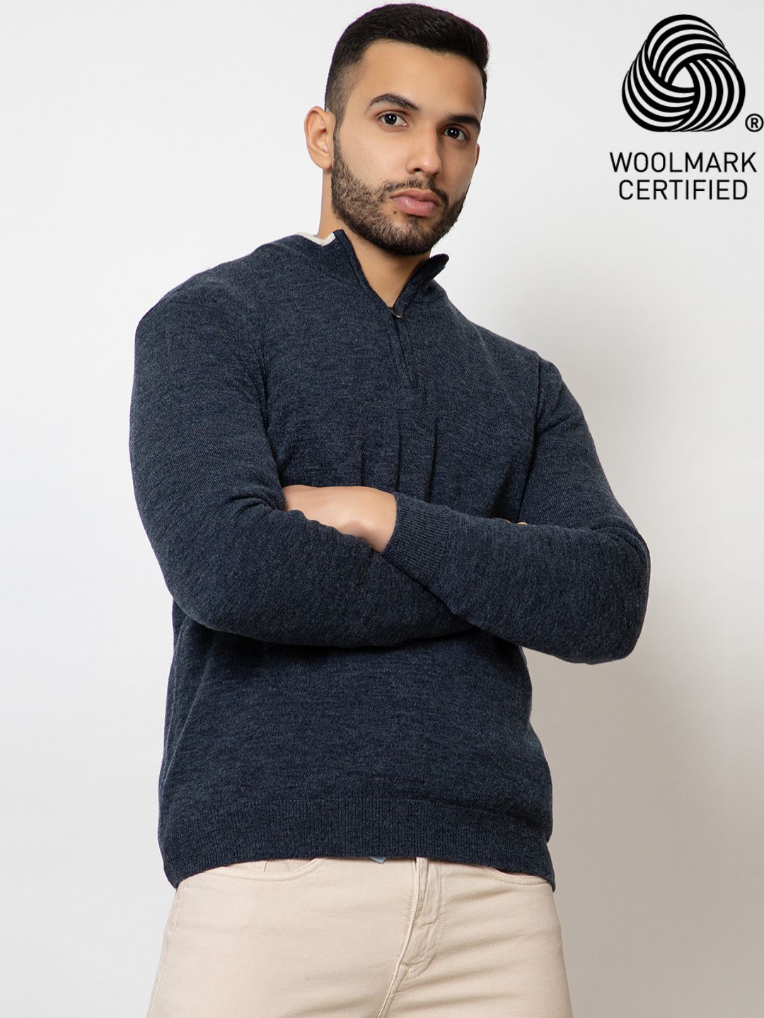 223 Half Zip Pullover I Woolmark Certified I Blue Melange