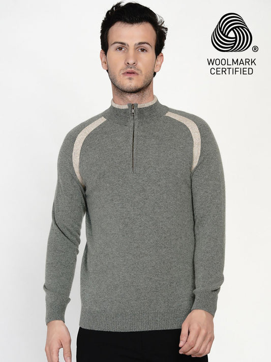 226 Half Zip Pullover I Woolmark Certified I Olive Melange