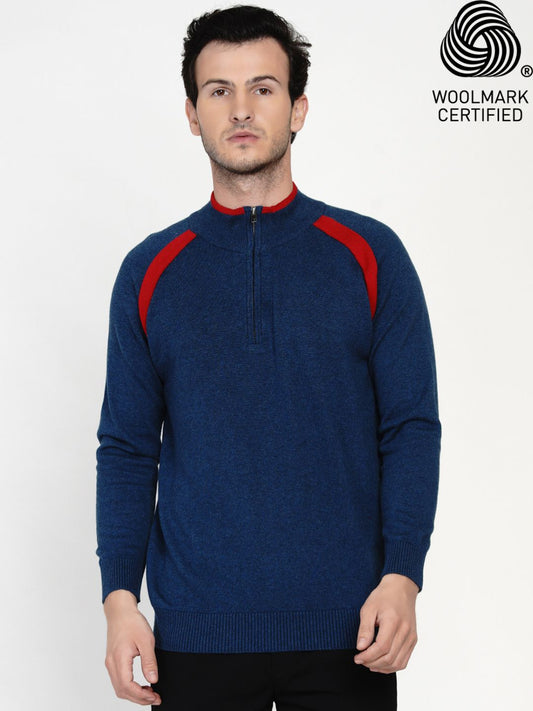 226 Half Zip Pullover I Woolmark Certified I Blue Melange