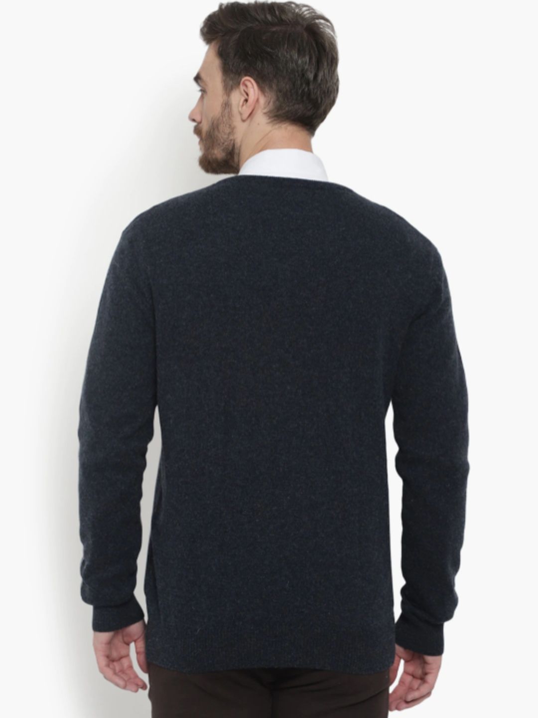 215 Solid Pullover I Wool I Woolmark Certified I BlueMelange