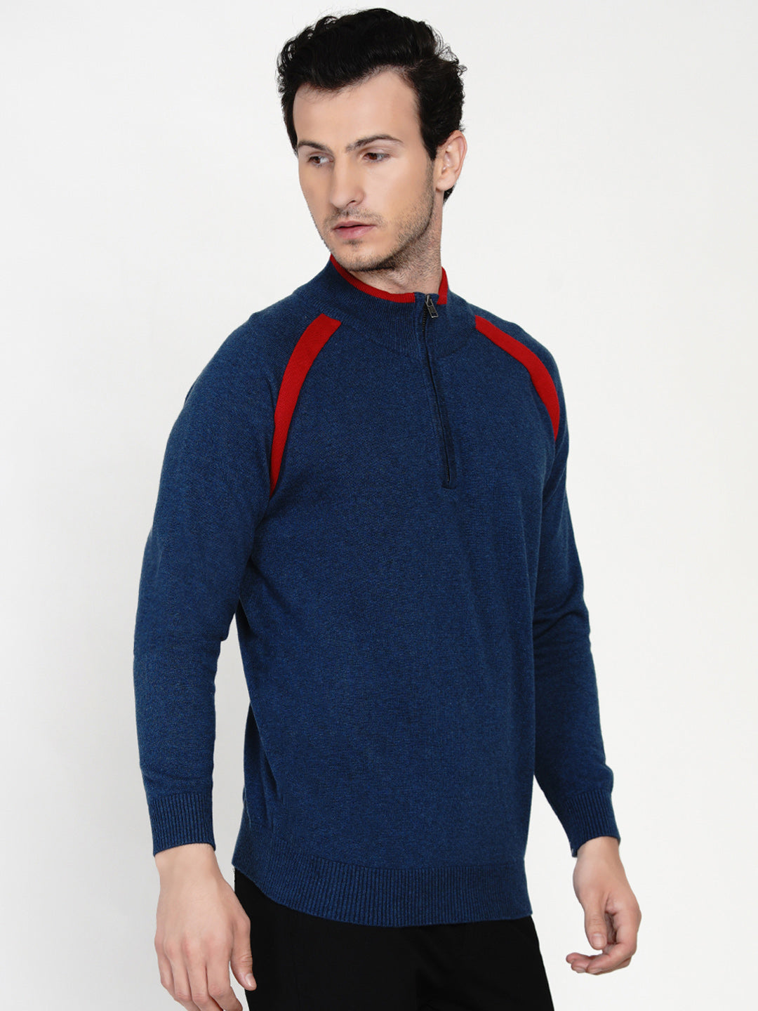 226 Half Zip Pullover I Woolmark Certified I Blue Melange