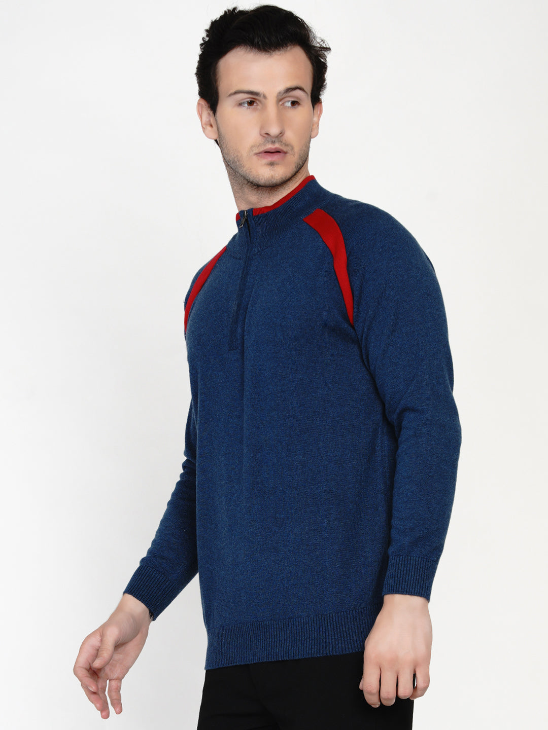 226 Half Zip Pullover I Woolmark Certified I Blue Melange