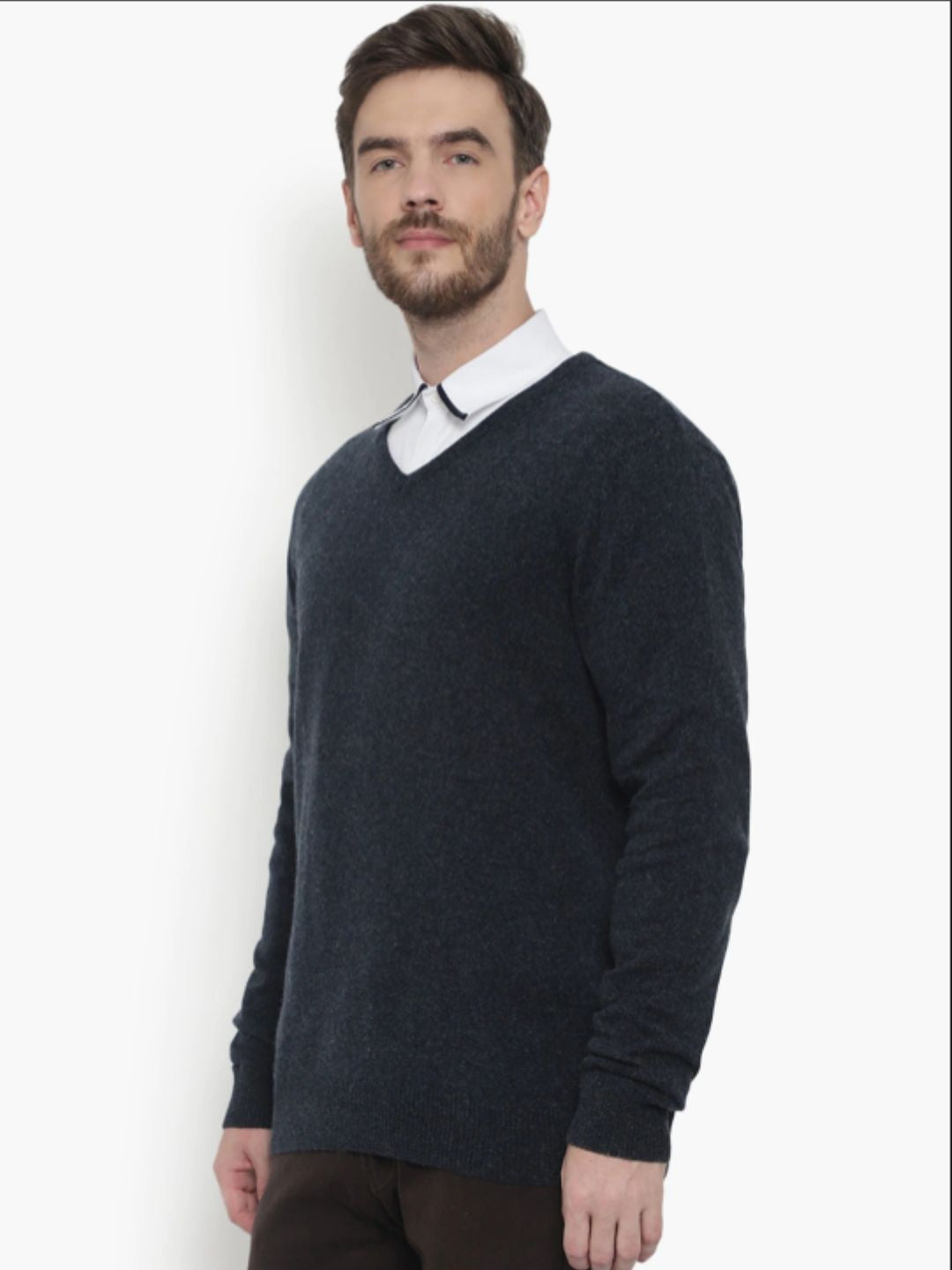 215 Solid Pullover I Wool I Woolmark Certified I BlueMelange